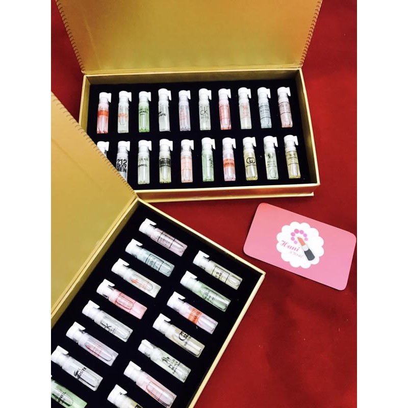 BỘ NƯỚC HOA MINI TEST 20 ỐNG HỘP VÀNG, nước hoa test mini, nước hoa test mini 20 chai, nước hoa mini 20 chai, nước hoa h