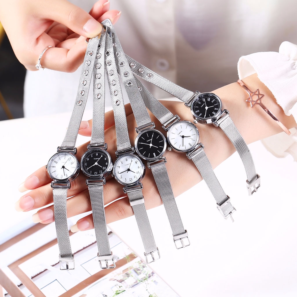 Đồng hồ đeo tay nữ dây thép không thép không gỉ mạ bạc thời trang tao nhã cho nữ | BigBuy360 - bigbuy360.vn