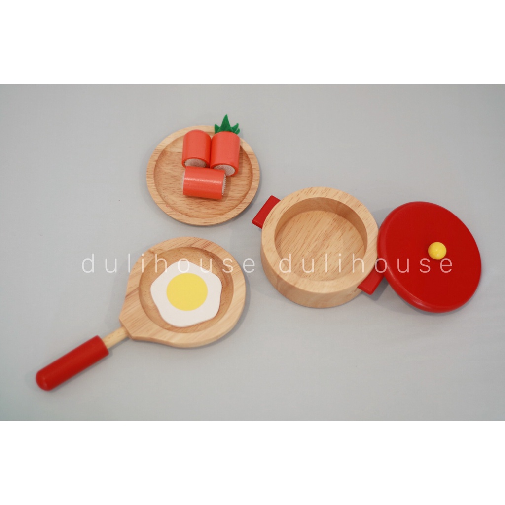 Đồ chơi gỗ bộ nấu ăn, giúp bé phát triển sự khéo léo, kỹ năng vận động, cách diễn đạt, phát huy trí tưởng tượng