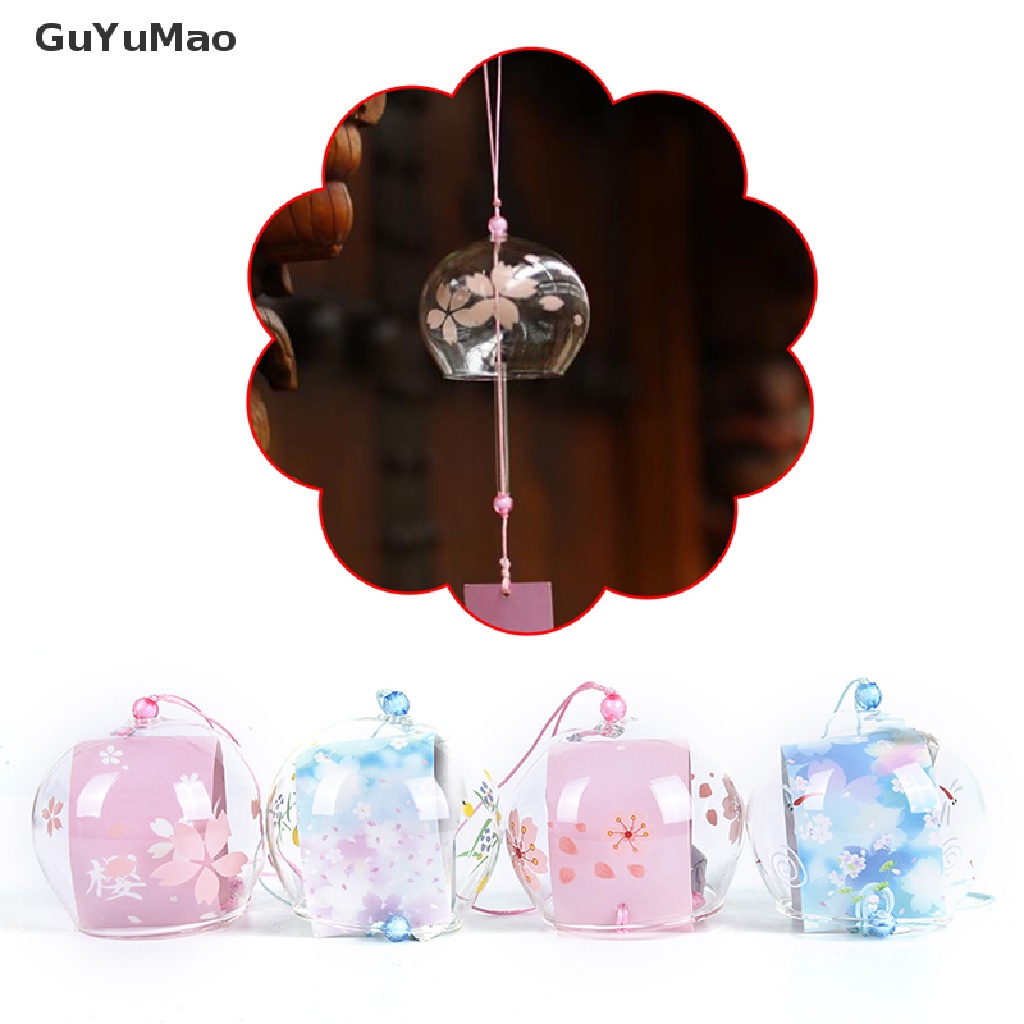 1 Chuông Gió Thủy Tinh Họa Tiết Hoa Anh Đào Treo Trang Trí Nhà Cửa