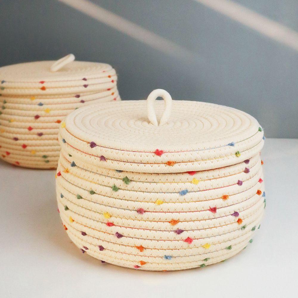 Hộp Đựng Đồ Ăn Vặt Để Bàn Bằng Dây Cotton Bện Thủ Công Chống Bụi