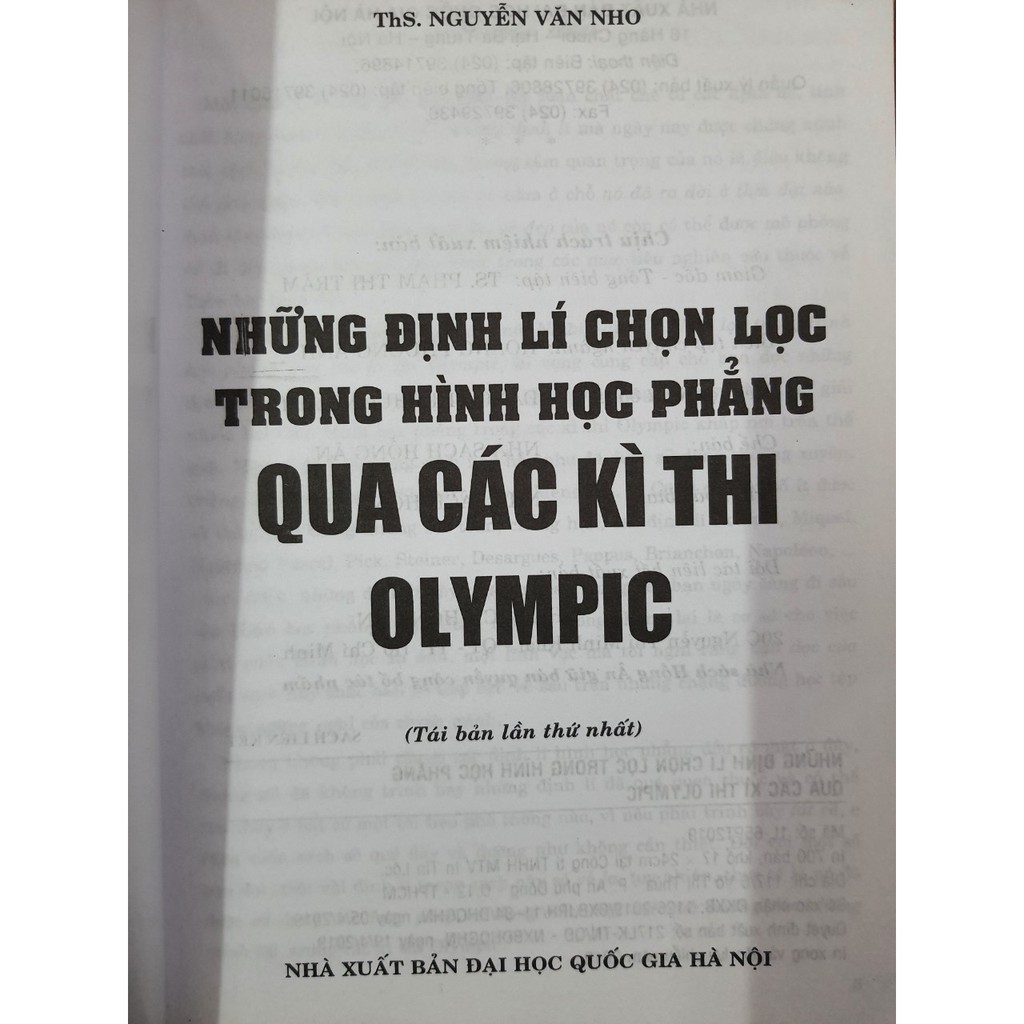 Sách Những Định Lí Chọn Lọc Trong Hình Học Phẳng Qua Các Kỳ Thi Olympic