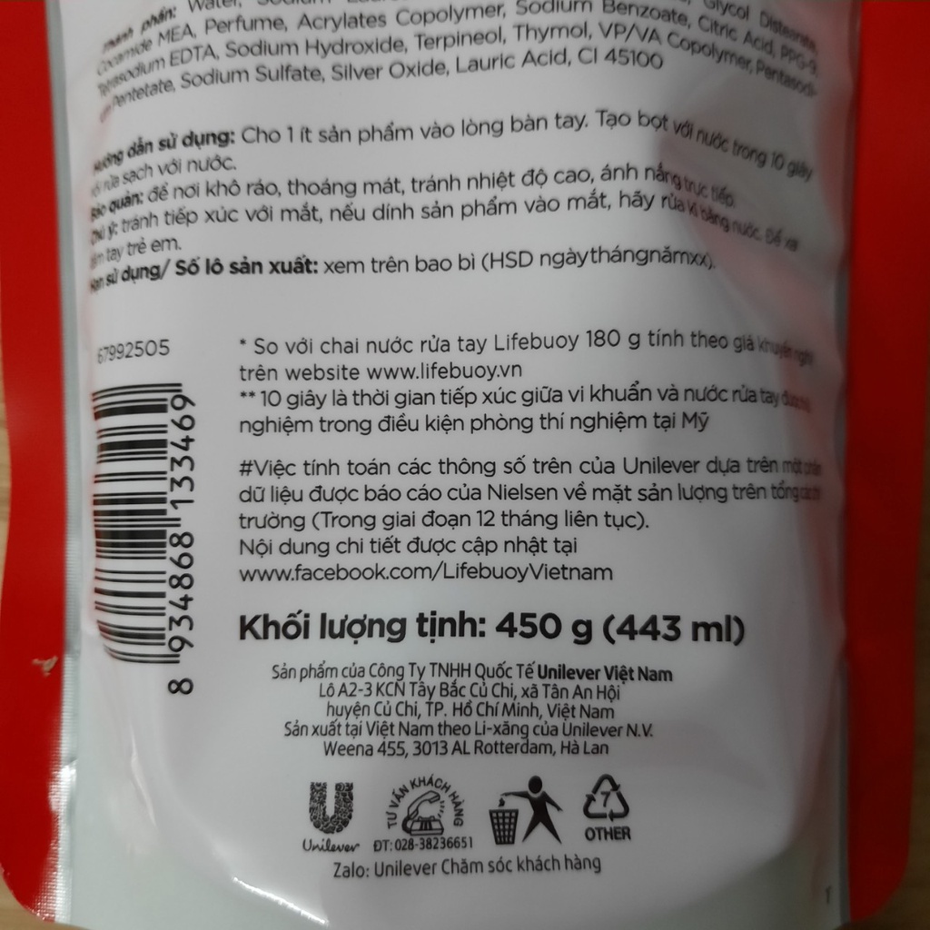 Combo 2 túi rửa tay LIFEBUOY 450g - BACH HOA HV