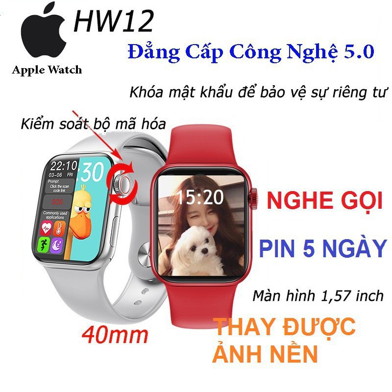 Đống hồ thông minh HW 12 Series 6 nghe gọi hai chiều  SMS, Facebook, Mess, Youtube wechat