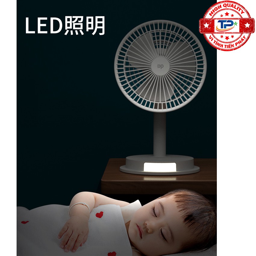 Quạt sạc tích điện DP DP-7627 tích hợp đèn LED chiếu sáng - loại quạt lớn gió rất mạnh