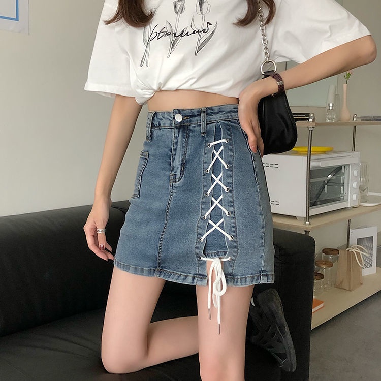 High Waist Jean Skirts Stretchy Design Off Sides Summer Fashion New Arrivals For Girlfriends 2021