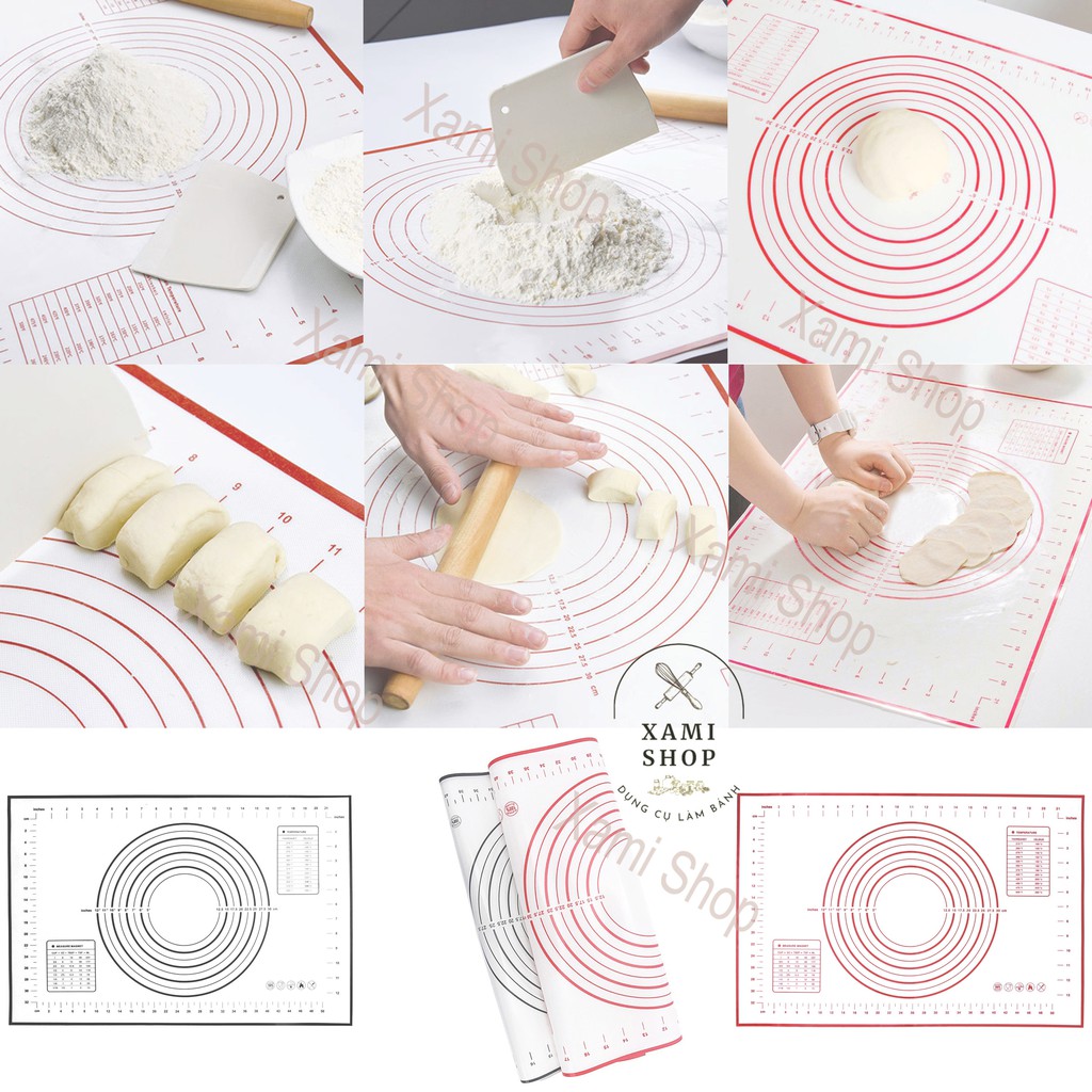 Dụng Cụ Làm Bánh Thảm Nhào Bột Chống Dính Silicon Đồ Làm Bánh Tấm Nhồi Bột