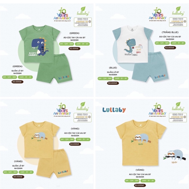 Bộ Cộc tay bé trai cotton (Sz 6m-4y)