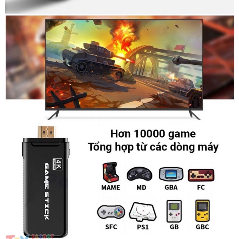 Máy Chơi Game Stick 4K 4 Nút HDMI Không Dây Hơn 3500 -10000 Trò Chơi Cổ Điển PS1/ATARI/MAME/SFC/FC/GBA/GB/GBC/MD