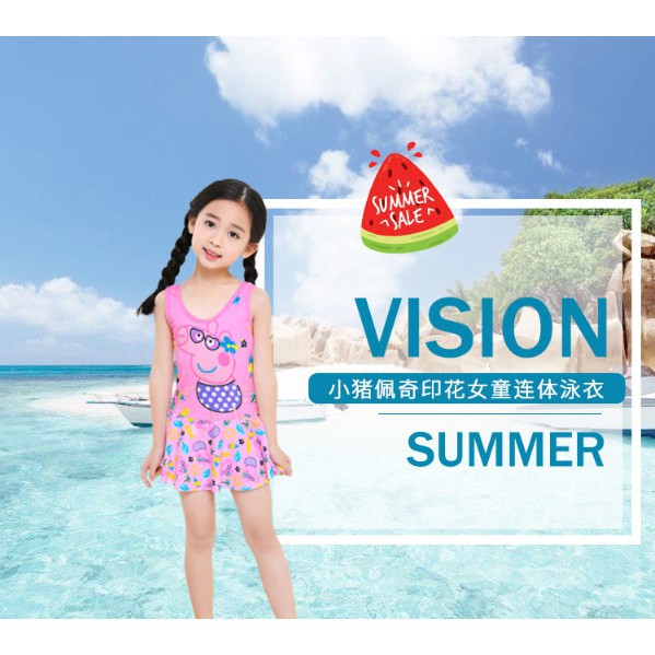 Bikini bé gái hình heo PEPPA dể thương 2 màu hồng/ vàng size cho bé 3-6 tuổi( SẴN)