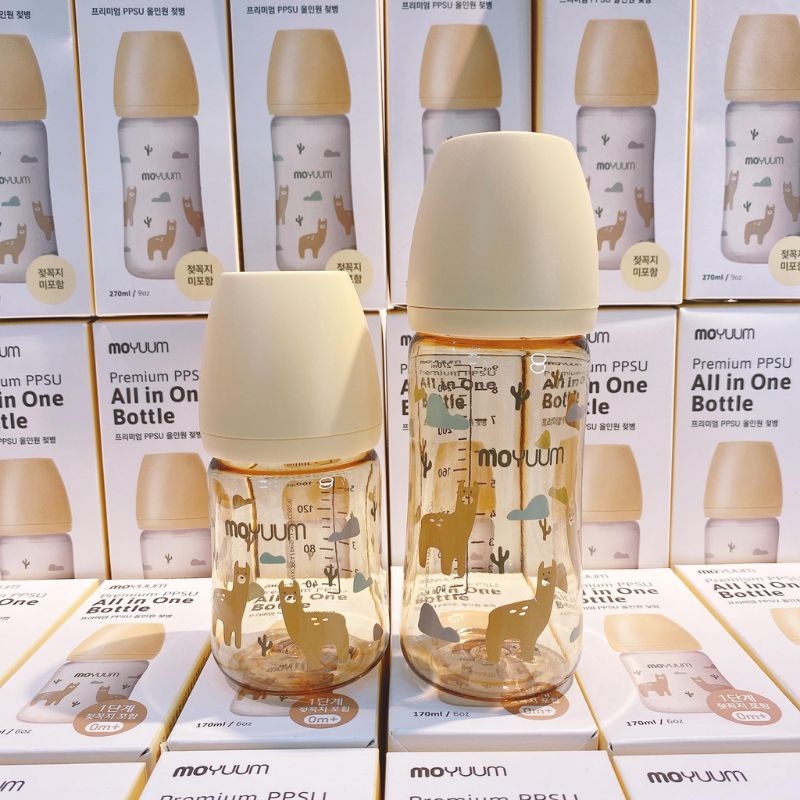 Bình sữa Moyuum Hàn Quốc PPSU 170 & 270ml (hỗ trợ đổi núm và tặng kèm núm dự phòng)