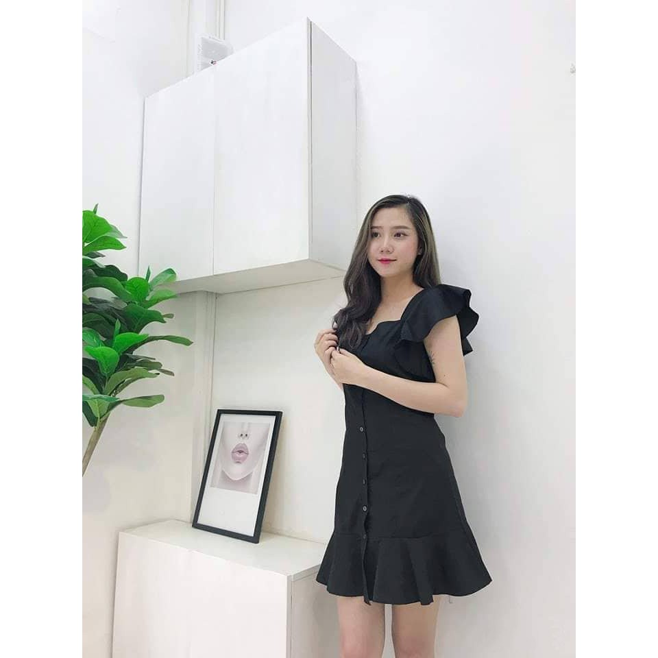 [ẢNH THẬT] Đầm Trễ Vai Tay Bèo Mẫu Mới Cực Đẹp (Trắng+Đen) | BigBuy360 - bigbuy360.vn