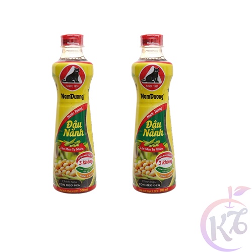 Combo 2 chai Nước tương Nam Dương chai 500ml đậu nành lên men tự nhiên - nước tương Nam Dương con mèo đen