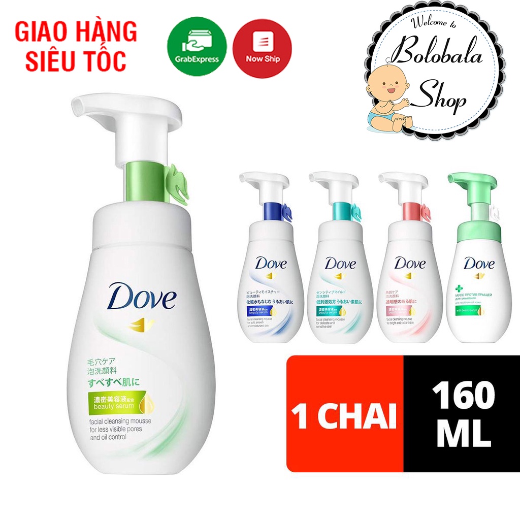 Mousse rửa mặt bọt mịn Dove serum sạch sâu chai 160ml (Sữa rửa mặt dạng bọt Dove)