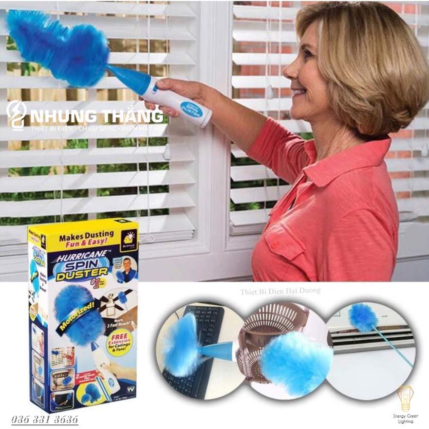 Chổi Lau Bụi Tự Động Spin Duster VS-5092 - Đầu Chổi Công Nghệ Tĩnh Điện Lau Bụi Cực Tốt - Pin Sạc Tích Điện