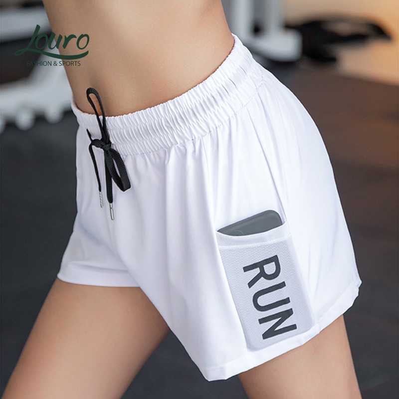 Quần short nữ tập gym 2 lớp Louro QL25, kiểu quần tập yoga, zumba, gym thông thoáng