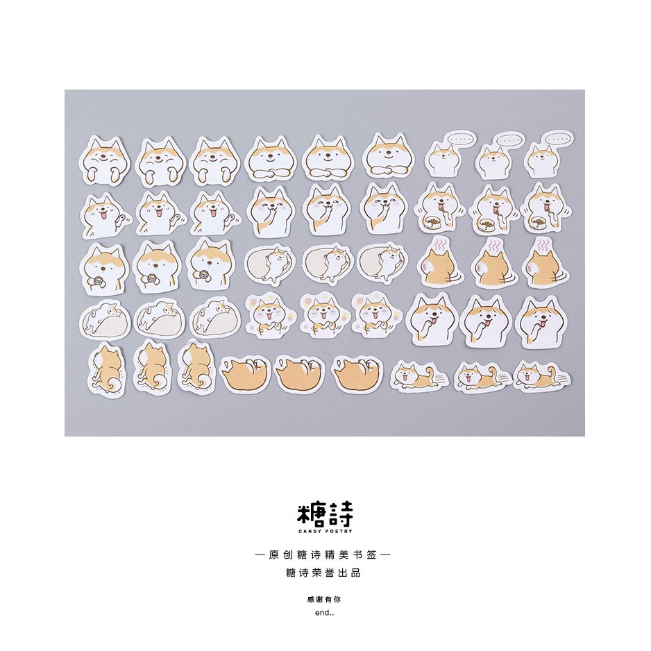 Bộ sticker/ Hình dán Chú Cún Chibi (45 Hình)