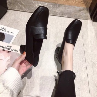 Giầy lười da lỳ gót 5cm [ Hàng order ]