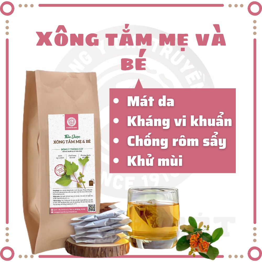 Lá xông sau sinh- Thảo dược xông tắm Đông Y Thông Cát(Since 1918) Chăm sóc cơ thể mẹ và bé