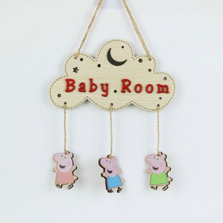 Biển bảng gỗ decor BABY ROOM trang trí gia đình - nhà cửa - treo tường - treo cửa( tặng kèm móc treo)