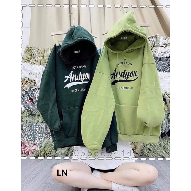 Áo hoodie Andyou cotton nỉ LN12