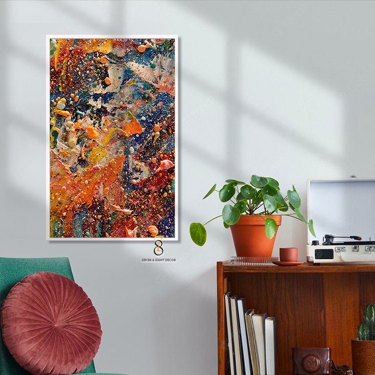 Tranh Canvas | Tranh Trừu Tượng Phong Cách Sơn Dầu 1FHOIL034 | Tranh Căng Khung Cao Cấp | Tặng Kèm Đinh Đa Năng