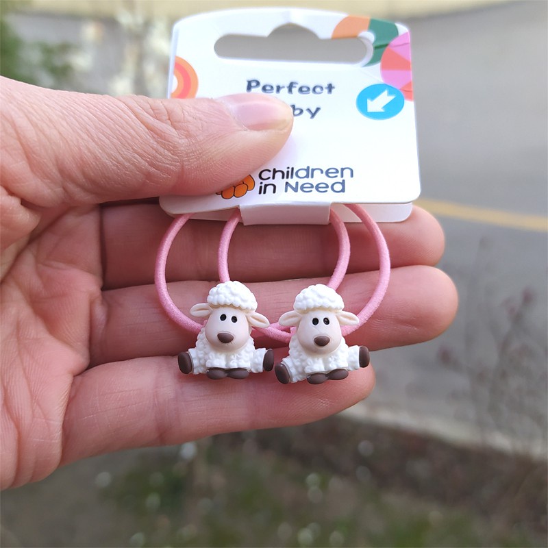 Set 2 Dây Cột Tóc Co Giãn Hình Mèo Dễ Thương Cho Bé Gái