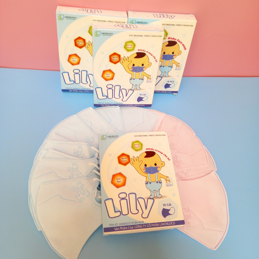 Khẩu trang y tế Lily cho bé hộp 10 cái như hình kháng khuẩn KT03 | BigBuy360 - bigbuy360.vn