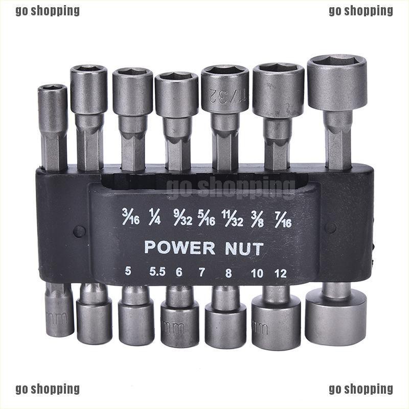 {go shopping}14Pc Power Nut Driver Drill Bit Set SAE Metric Socket Wrench Screw 1/4&quot;Hex Shank