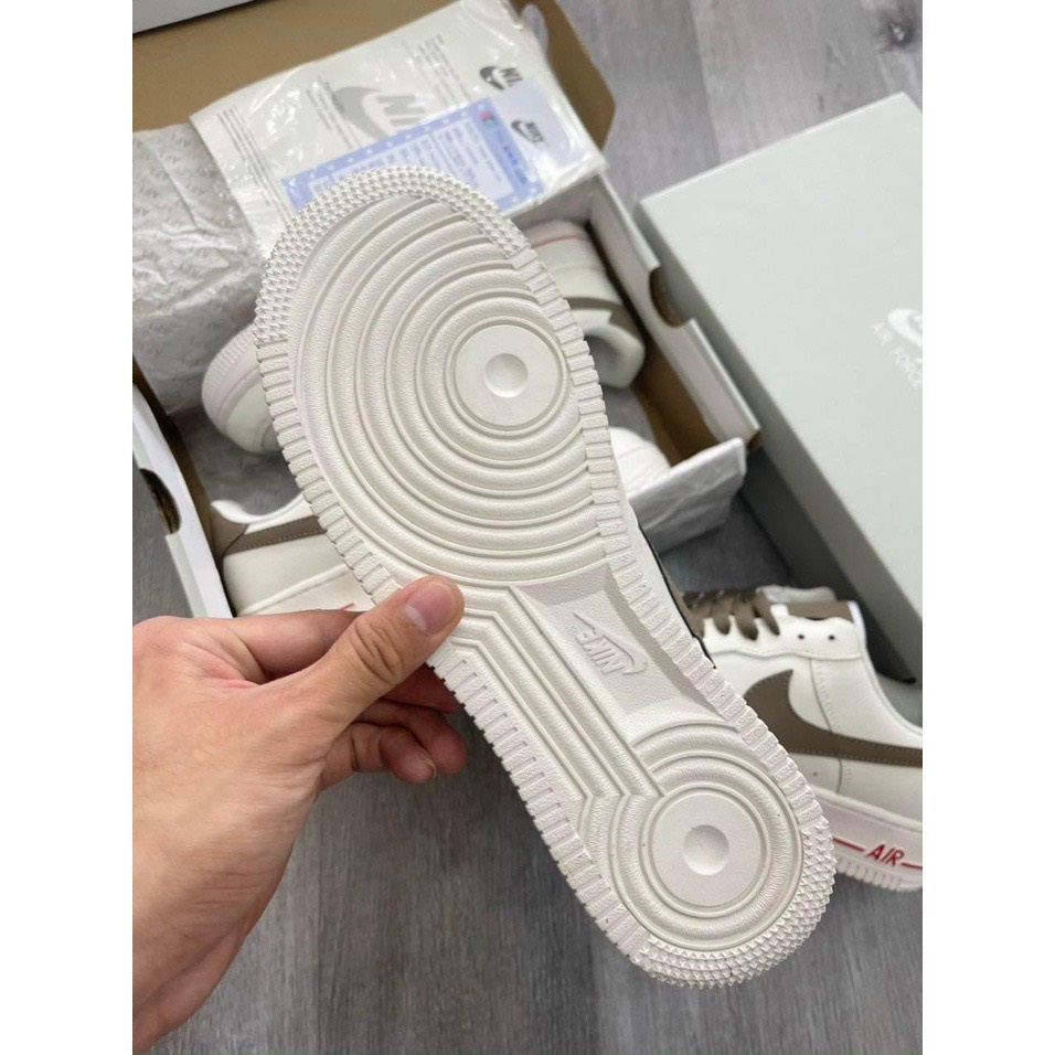 Giày _Nike Air force 1 trắng vệt đen, giày af1 móc nâu chuẩn hàng trung Full Phụ Kiện