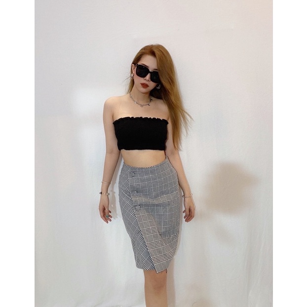 Chân Váy G Caro 3 Nút Chất Vải Tây Đã Hủy Nhãn Chính+Nhãn Size - 3602