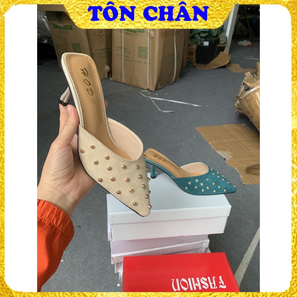 Giày Cao Gót Dưới 7p, Guốc Da Lộn Màu Sang Chảnh Độc Lạ Đính Hạt 5p Full Box | BigBuy360 - bigbuy360.vn