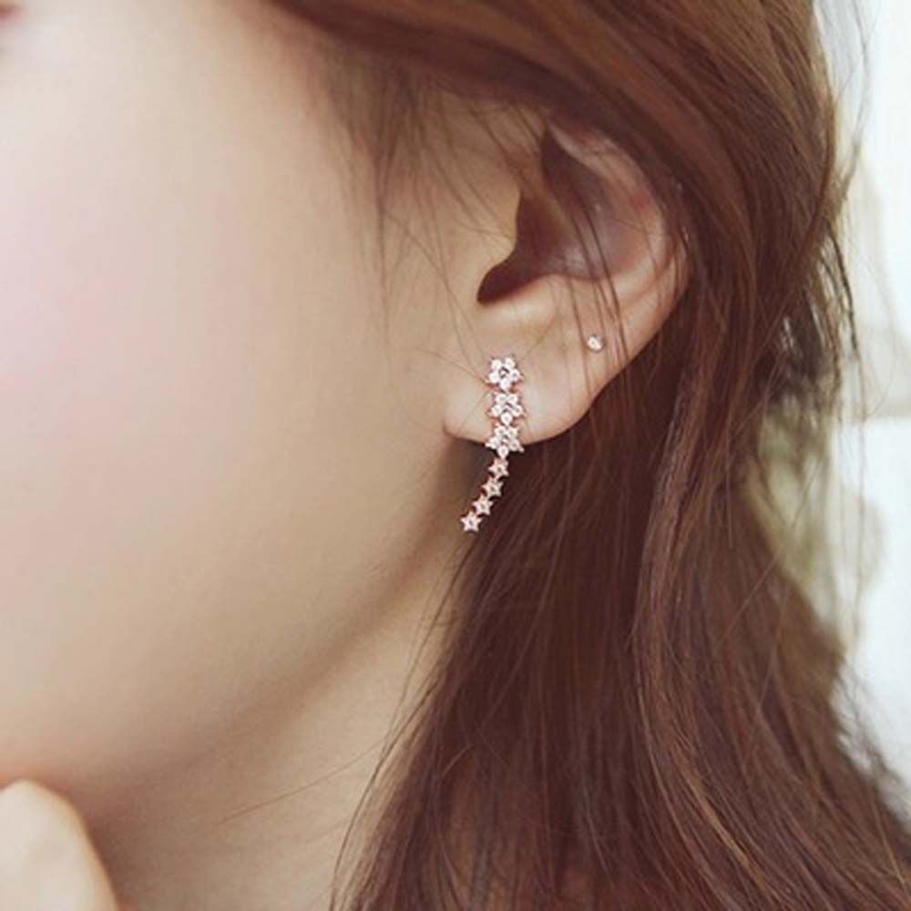 Khuyên Tai Hình Hoa Đính Kim Cương Giả Nhiều Màu Thời Trang Thanh Lịch Cho Nữ