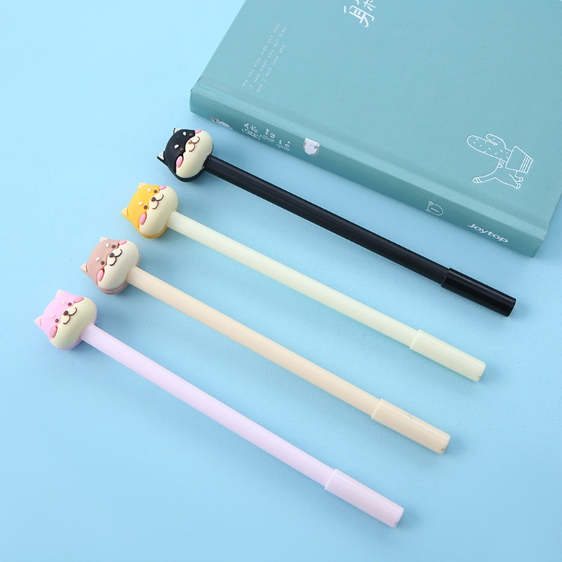 Set 4 Bút Mực Gel Bằng Silicon Hình Chú Cún Hoạt Hình Nhiều Màu Dễ Thương Đa Ứng Dụng