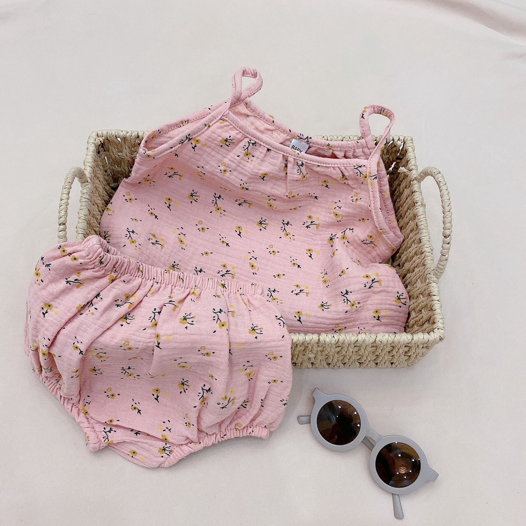 Bộ Hai Dây Chất Liệu Xô Muslin Cho Bé Gái