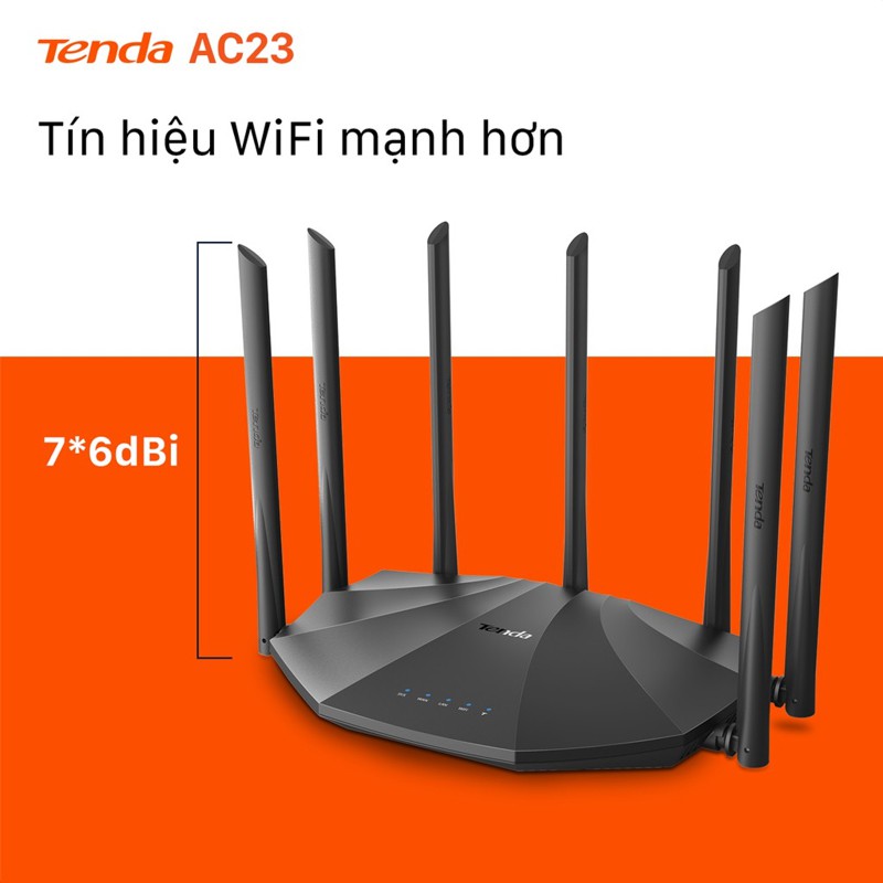 Bộ Phát Wifi Xuyên Tường với 7 râu 6dbi Tenda AC23 Chuẩn AC2100 sóng khỏe [ AC10 AC7 AC6 AC5 AC8 ] - Chính hãng BH36TH