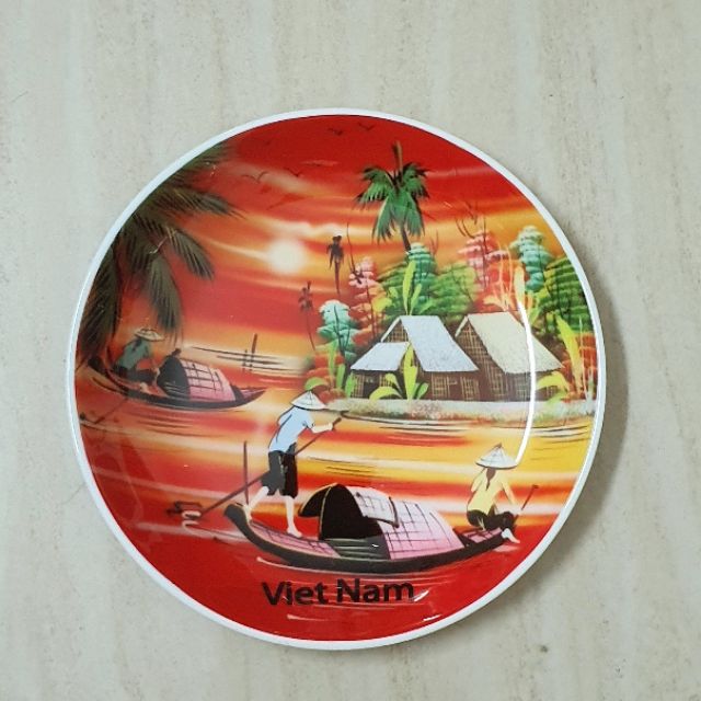 Đĩa Sứ Lưu Niệm In Làng Quê Việt Nam