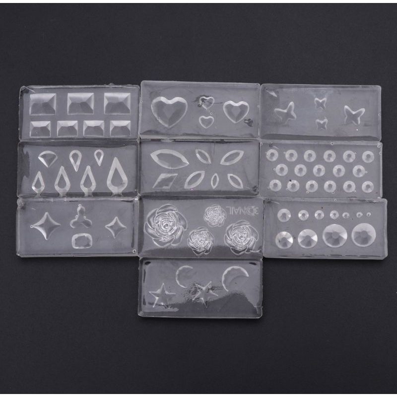 Set 10 Khuôn Silicon Mềm 3D Làm Móng Nghệ Thuật