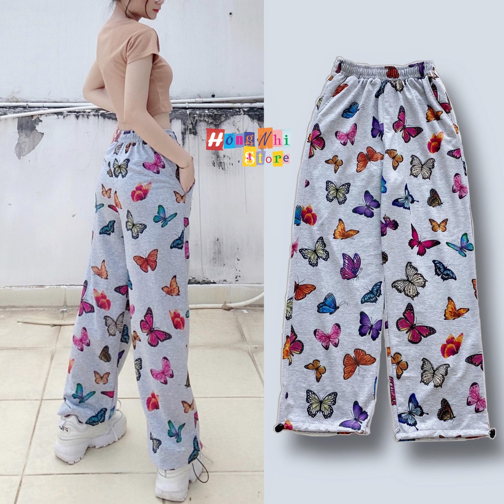 Quần Jogger 3D Ulzzang Unisex Jogger Loang Màu Dây Rút Lai Ống Rộng Hình Con Bướm - MM