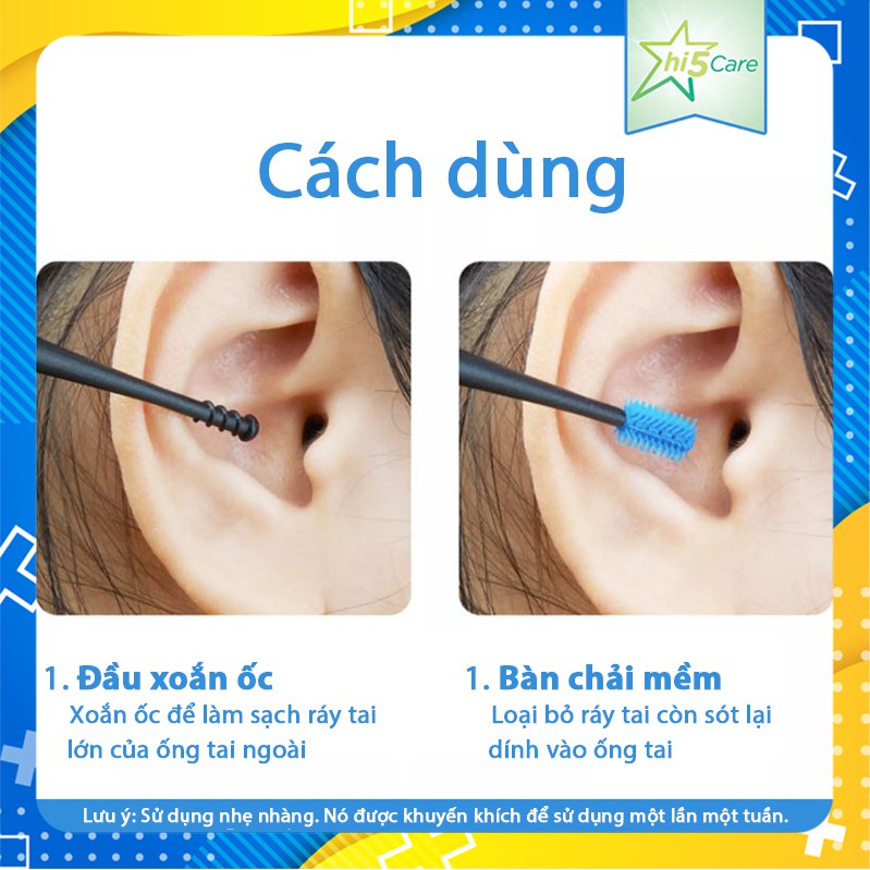 Bộ 2 Dụng cụ lấy ráy tai hai đầu bằng silicon