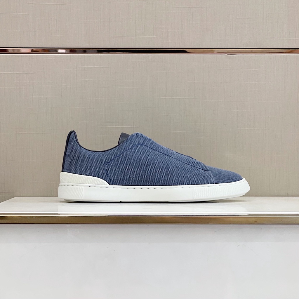 Giày thể thao nam Zegna canvas phối da thật, kiểu dáng đơn giản, tinh tế, thanh lịch