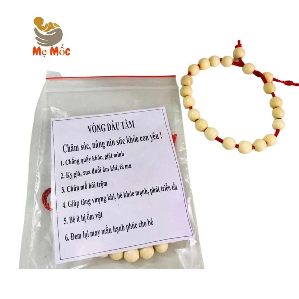 Vòng Dâu Tằm Cho Bé gỗ dâu chuẩn giúp con khỏe mạnh, tránh gió, ngủ ngon hết quấy khóc - Shop mẹ Mốc ,VDT