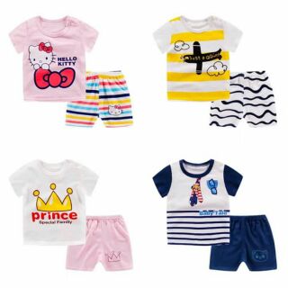 Set 2 bộ cotton mặc hè cho bé