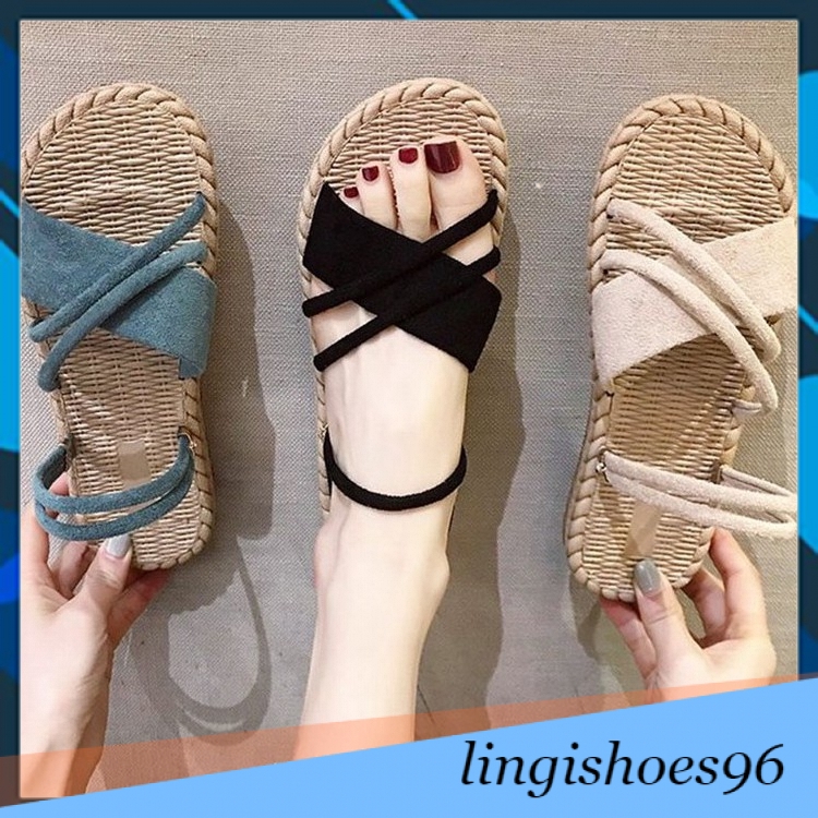 Giày sandal bệt nữ - Quai chéo có thể mang như dép - thời trang HOT 2020 SD004 [LINGI shoes]