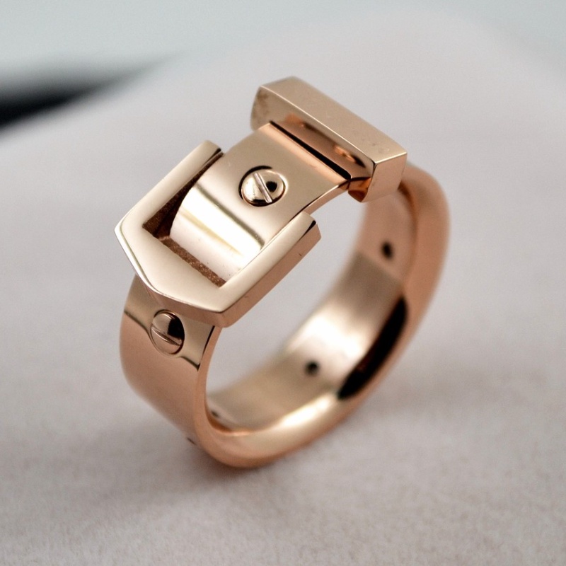 Nhẫn Thắt Lưng Bản Rộng Bằng Thép Titan Không Gỉ 18 Màu Vàng Hồng Chống Nước Không Phai Không Dị Ứng