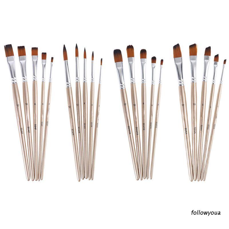 Set 5 Cọ Vẽ Tranh Màu Nước Cán Gỗ Chuyên Nghiệp