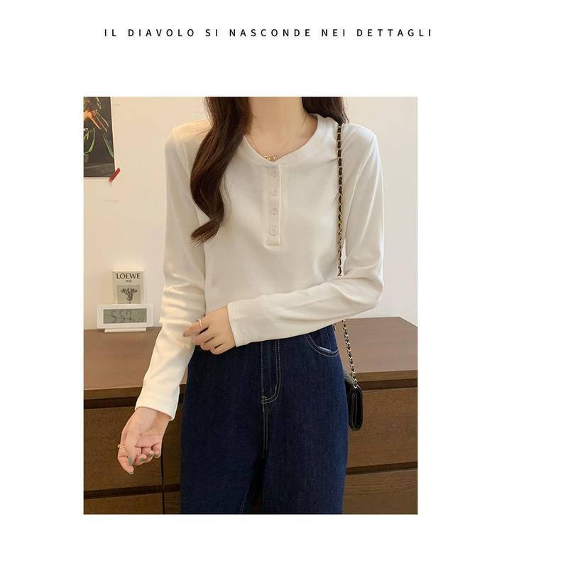 Áo Thun Tay Dài Màu Trắng Thời Trang Xuân Thu Trẻ Trung Cho Nữ