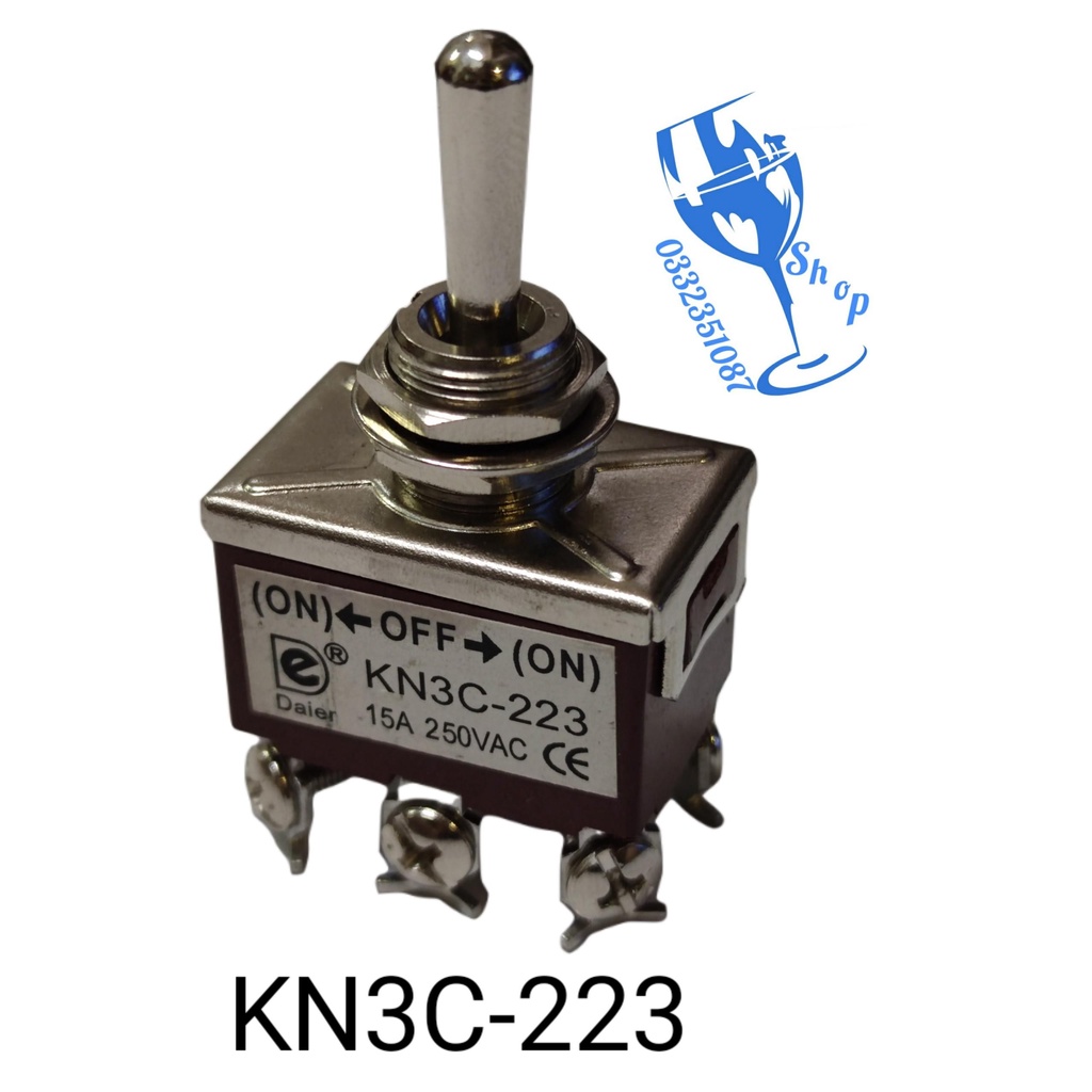 Công tắc gạt KN3c-223 , công tắc gạt 6 chân 3 ngả tụ đàn hồi về giữa