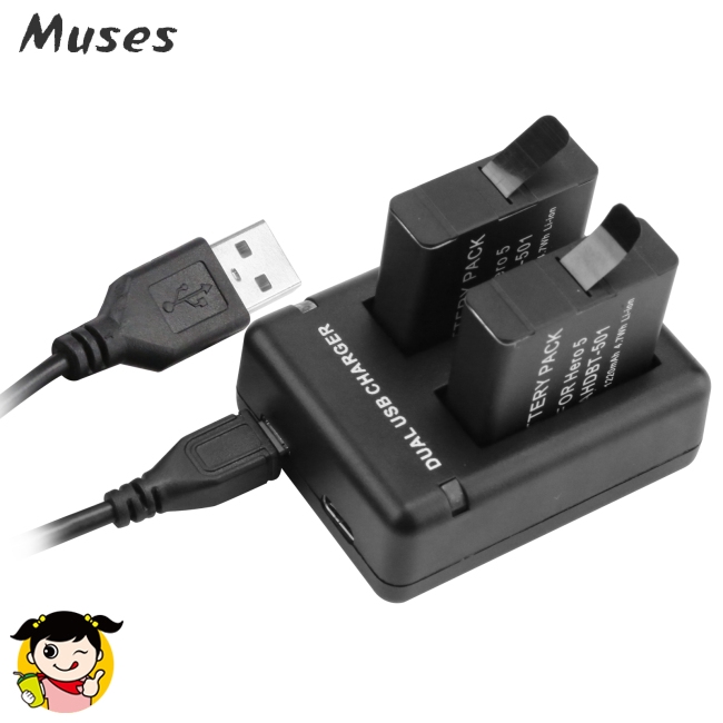 Bộ sạc 2 pin AHDBT-501 cho GoPro Hero 5 6 7 Muse07