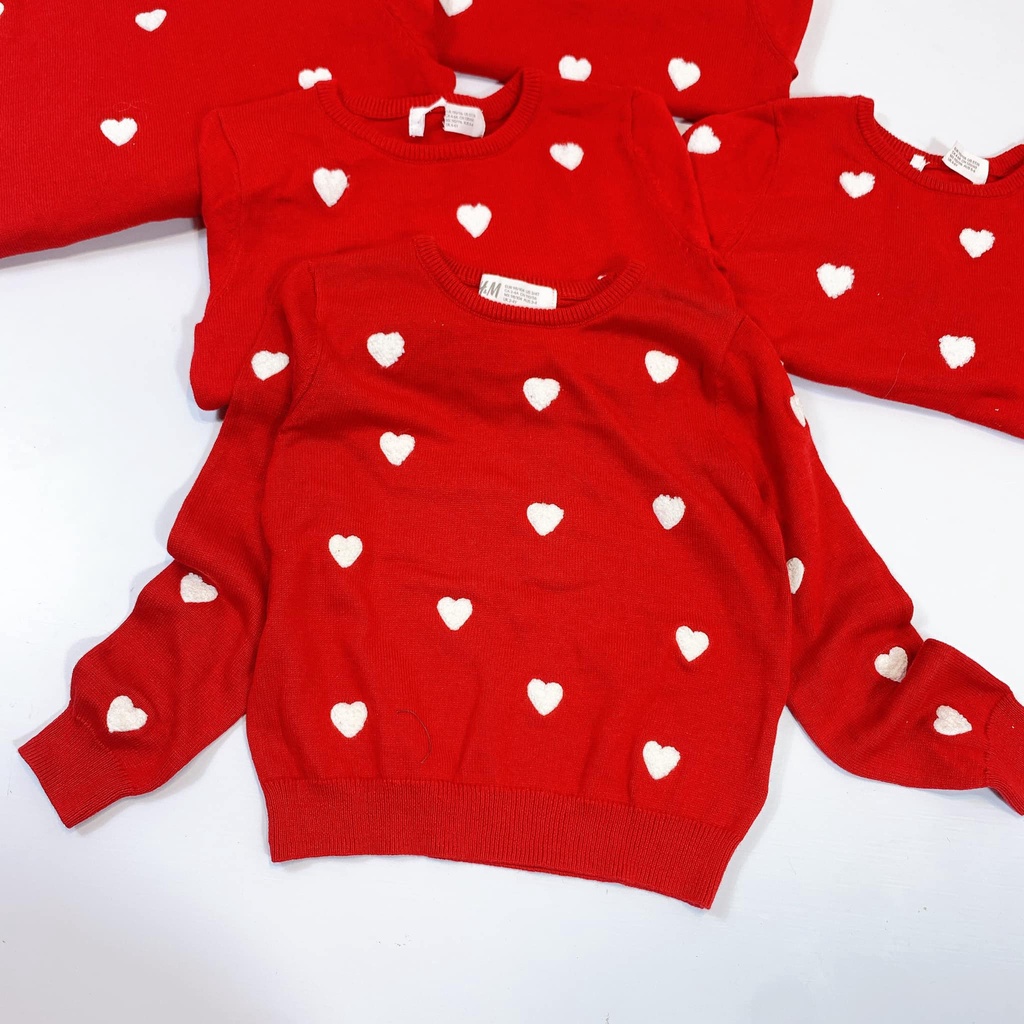 Áo len đỏ tim bé gái size 2-10 tuổi (from nhỏ)